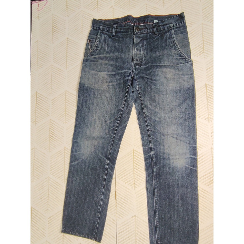 Raleigh Denim Workshop Herringbone Jeans Blue 100% Cotton Handcrafted Size 32